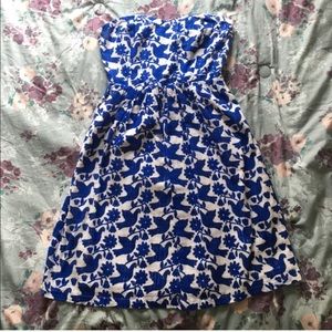 Strapless bird print sundress